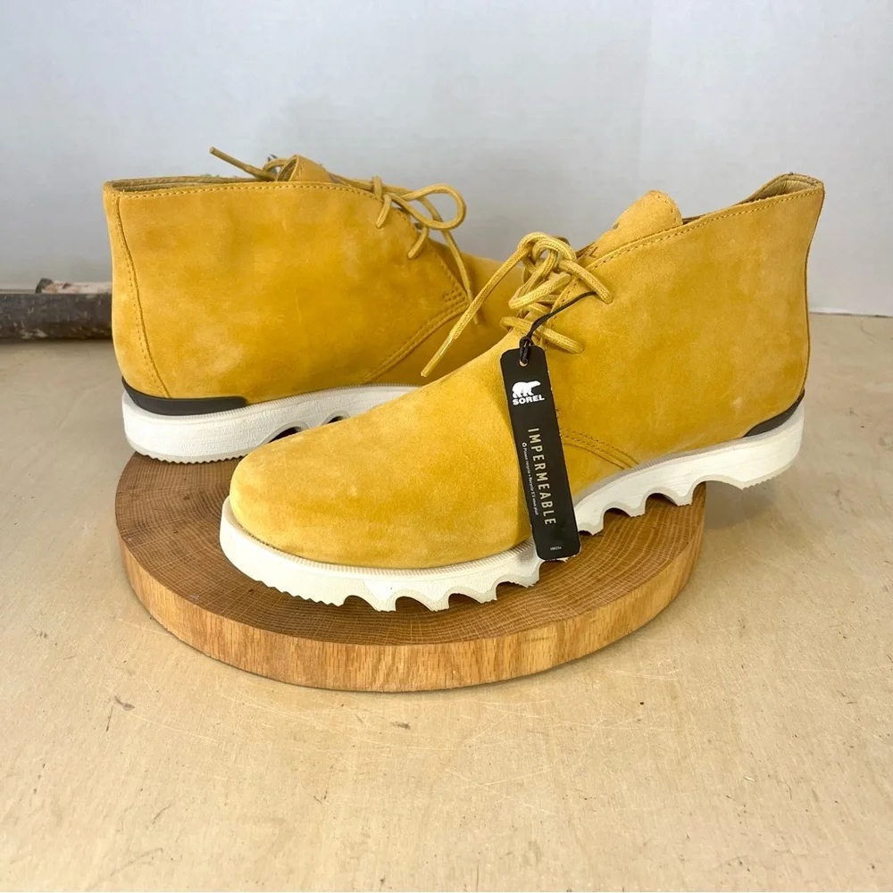 NWT Sorel Men’s Kezar Waterproof Suede Boots Yellow Suede Size 11.5